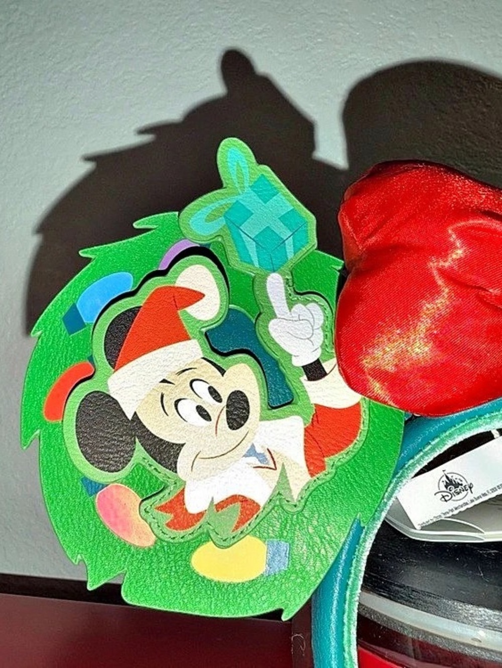 Disney Mickey & Minnie Christmas Ear Headband Green & Red - Picture 4 of 8